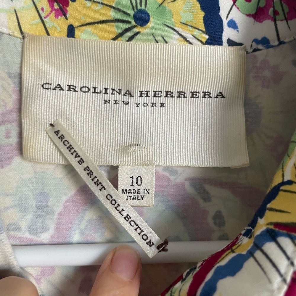 Carolina Herrera Button Down Multicolor Dress Cot… - image 5